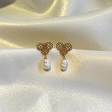 Millié Heart with Pearls Earrings