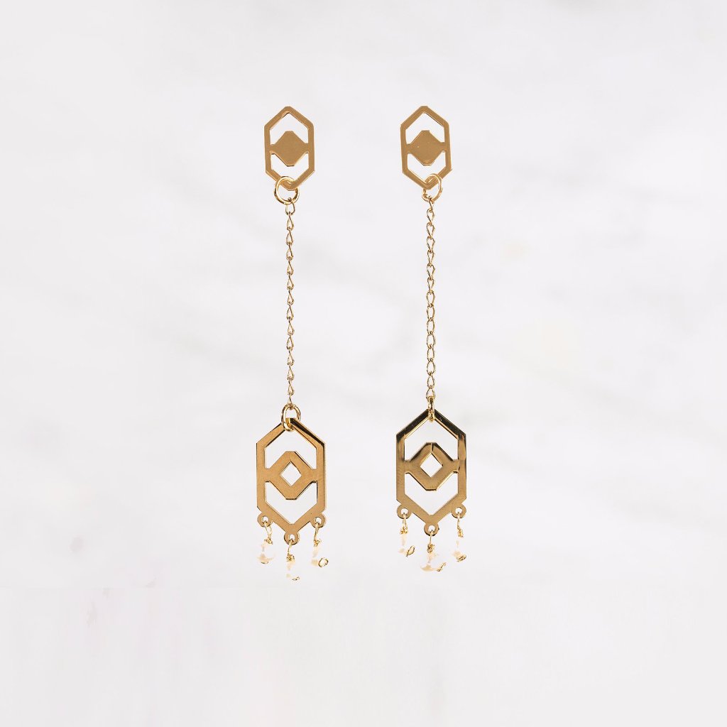 Millié Jewelry - Millié Jewelry - Huipil Long Earrings - Aretes - Diseño Mexicano - Hecho en México